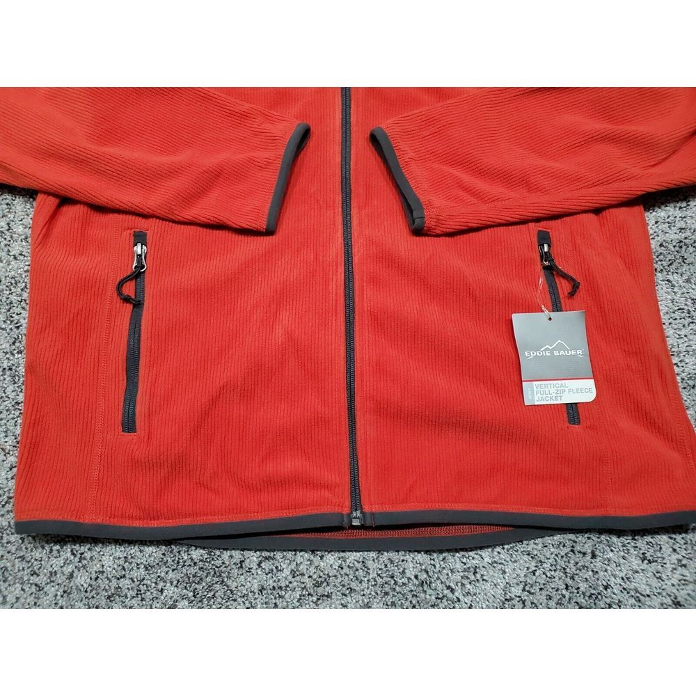 Brand New Men's Eddie Bauer Microfleece Full Zip Jacket, Large Orange - Picture 3 of 7